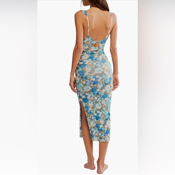 Long Live Printed Mesh Sleeveless Dress NWOT blue combo - Picture 2 of 4